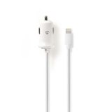 Incarcator auto Apple Lighting 2.4 A alb, Nedis